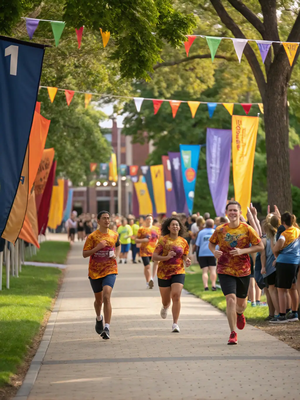 A photograph of students running in a charity marathon organized by the IEP Paris Sports Association, highlighting community involvement and fundraising efforts.